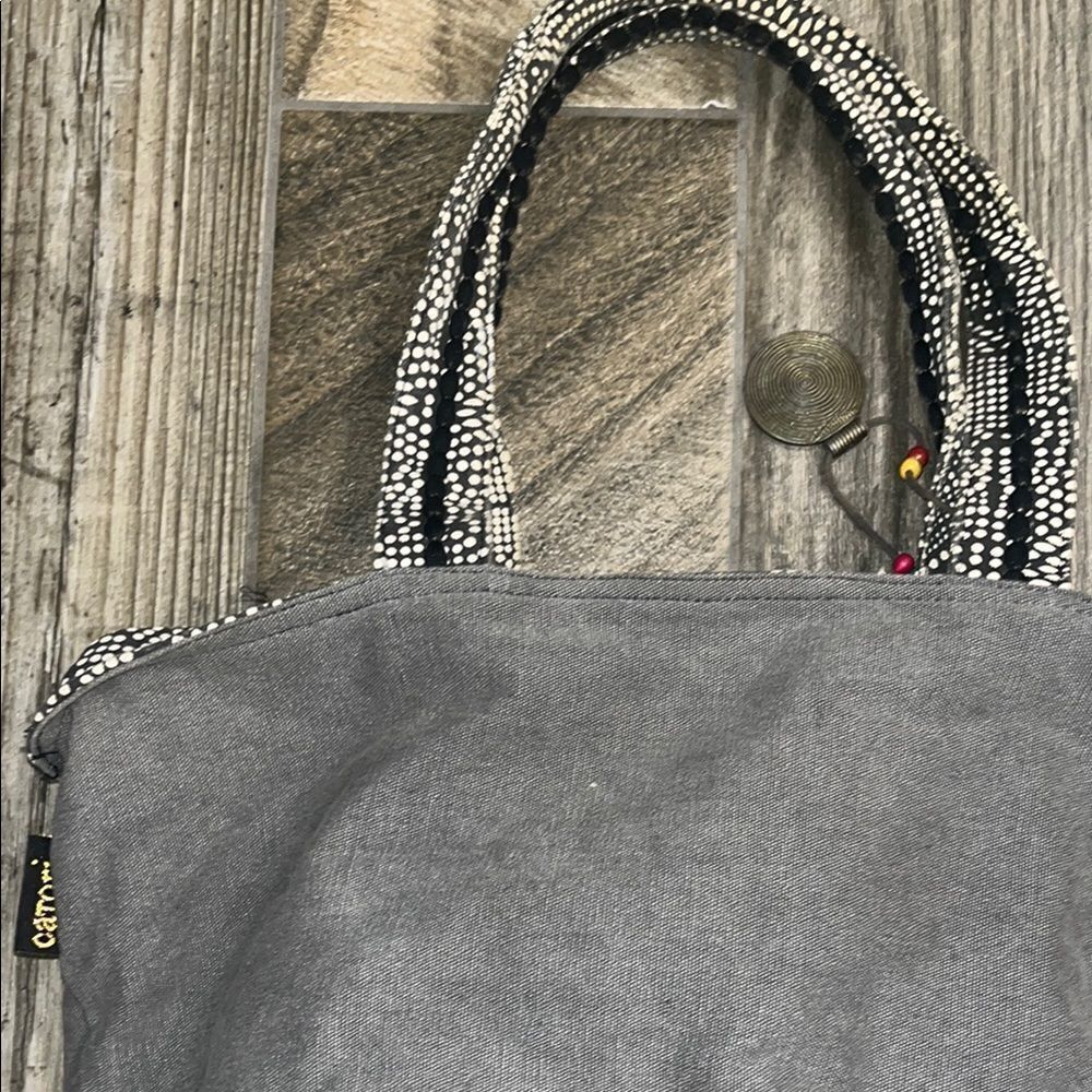 Catori Elegant boho Black and Tan Tote with Eye-Catching Design - Picture 3 of 4
